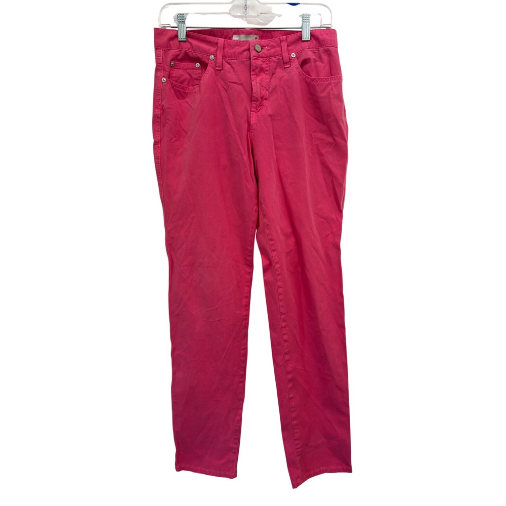 Fabrizio Gianni Hot Pink Pants Cotton Stretch Straight Leg Dopamine USA Size 8